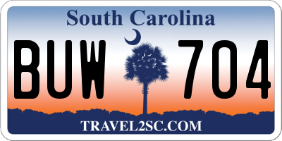 SC license plate BUW704