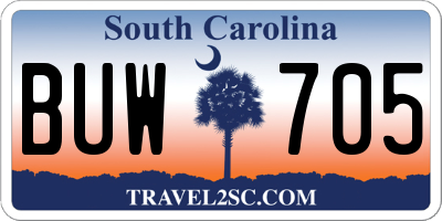 SC license plate BUW705