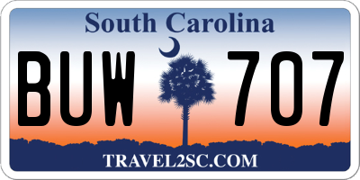 SC license plate BUW707