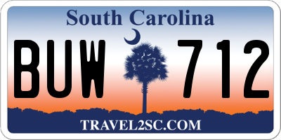 SC license plate BUW712