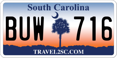 SC license plate BUW716