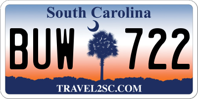 SC license plate BUW722