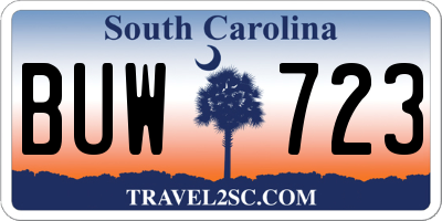 SC license plate BUW723