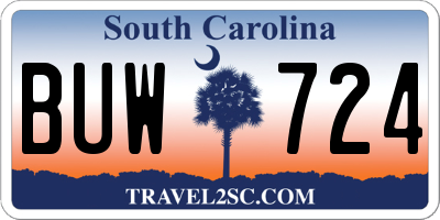SC license plate BUW724