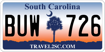 SC license plate BUW726