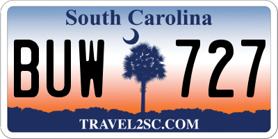 SC license plate BUW727