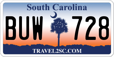 SC license plate BUW728