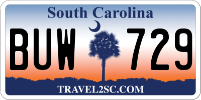 SC license plate BUW729