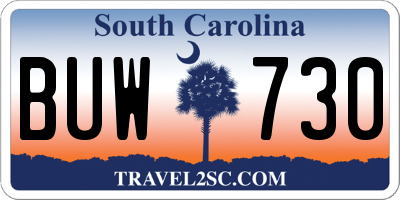 SC license plate BUW730