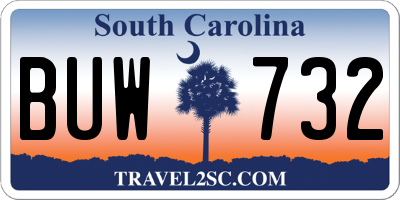SC license plate BUW732