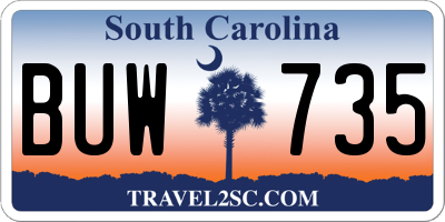 SC license plate BUW735