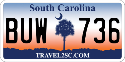SC license plate BUW736