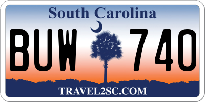 SC license plate BUW740