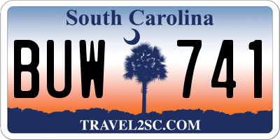 SC license plate BUW741