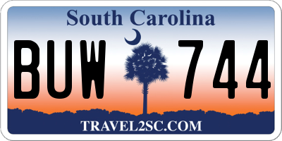 SC license plate BUW744