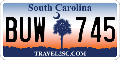 SC license plate BUW745