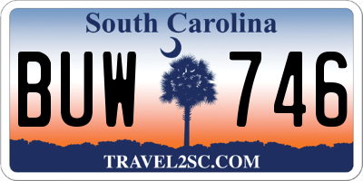 SC license plate BUW746