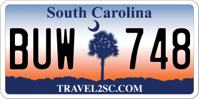 SC license plate BUW748