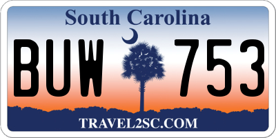 SC license plate BUW753