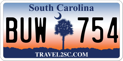 SC license plate BUW754