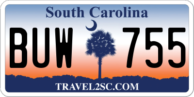 SC license plate BUW755