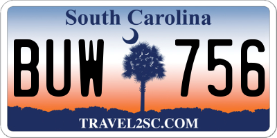 SC license plate BUW756