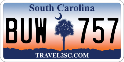 SC license plate BUW757
