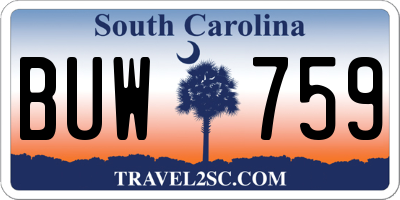 SC license plate BUW759