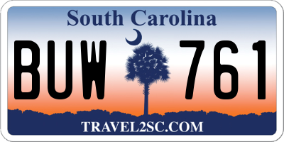 SC license plate BUW761