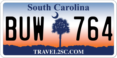 SC license plate BUW764