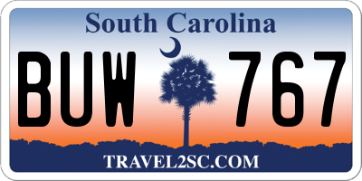 SC license plate BUW767