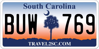SC license plate BUW769