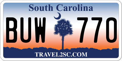 SC license plate BUW770