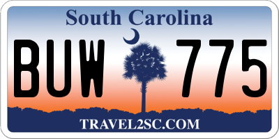 SC license plate BUW775