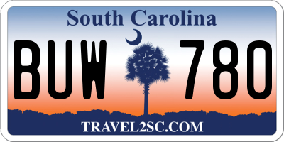SC license plate BUW780