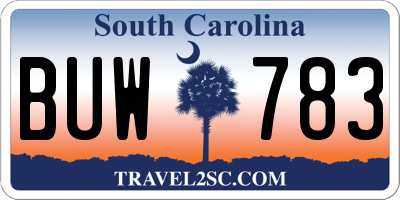 SC license plate BUW783