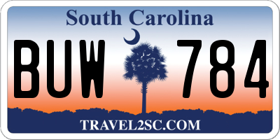 SC license plate BUW784