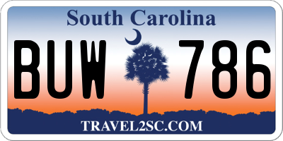 SC license plate BUW786