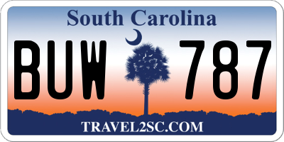 SC license plate BUW787