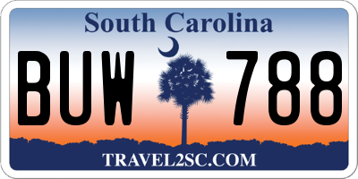 SC license plate BUW788