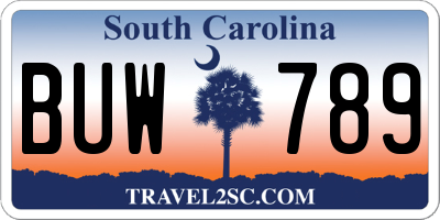 SC license plate BUW789