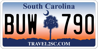 SC license plate BUW790