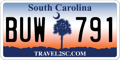 SC license plate BUW791