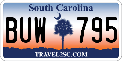 SC license plate BUW795