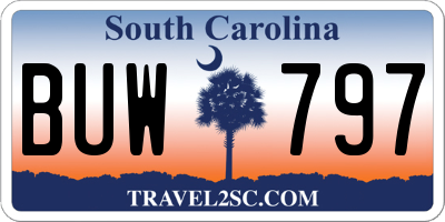 SC license plate BUW797