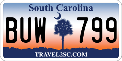 SC license plate BUW799