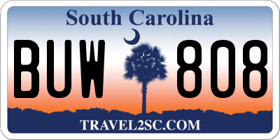 SC license plate BUW808