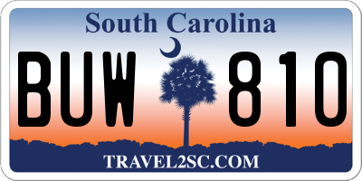 SC license plate BUW810