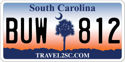 SC license plate BUW812