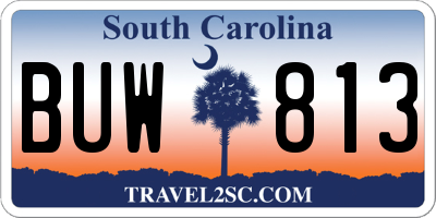 SC license plate BUW813